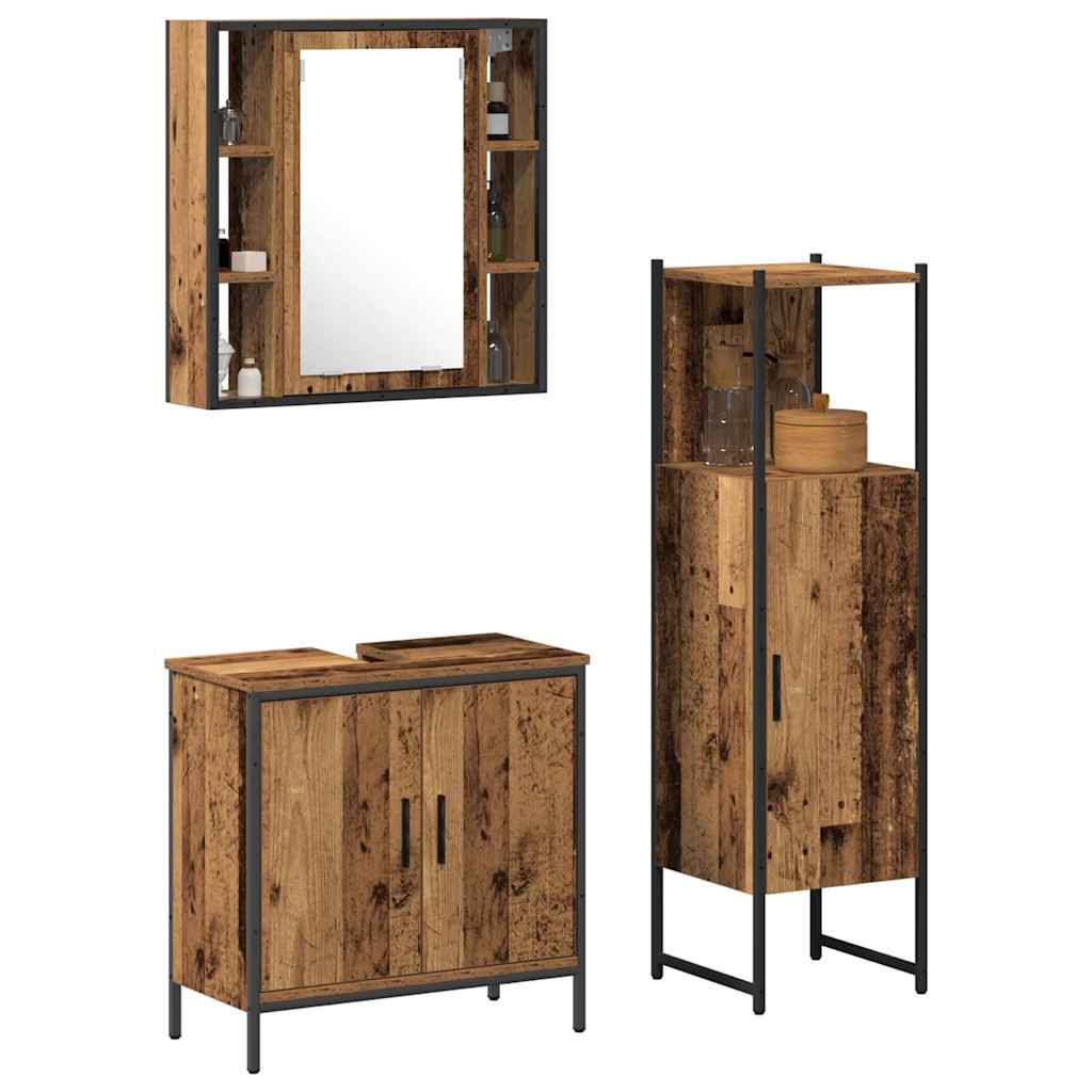 Set di mobili per il bagno 3 pcs Marrone Legno multistrato | homemem39