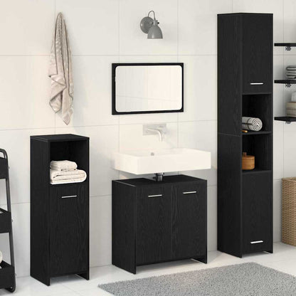 Set di mobili per il bagno 4 pz Rovere Nero 30 x 30 x 183,5 cm