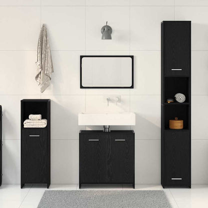 Set di mobili per il bagno 4 pz Rovere Nero 30 x 30 x 183,5 cm | homemem39