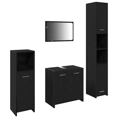 Set di mobili per il bagno 4 pz Rovere Nero 30 x 30 x 183,5 cm | homemem39
