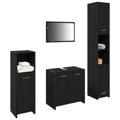 Set di mobili per il bagno 4 pz Rovere Nero 30 x 30 x 183,5 cm