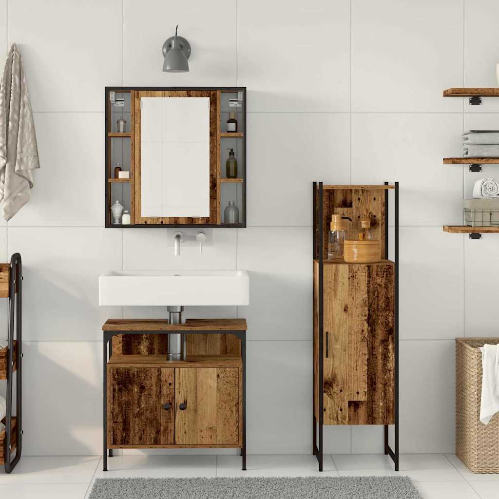 Set di mobili per il bagno 3 pcs Marrone Legno multistrato | homemem39