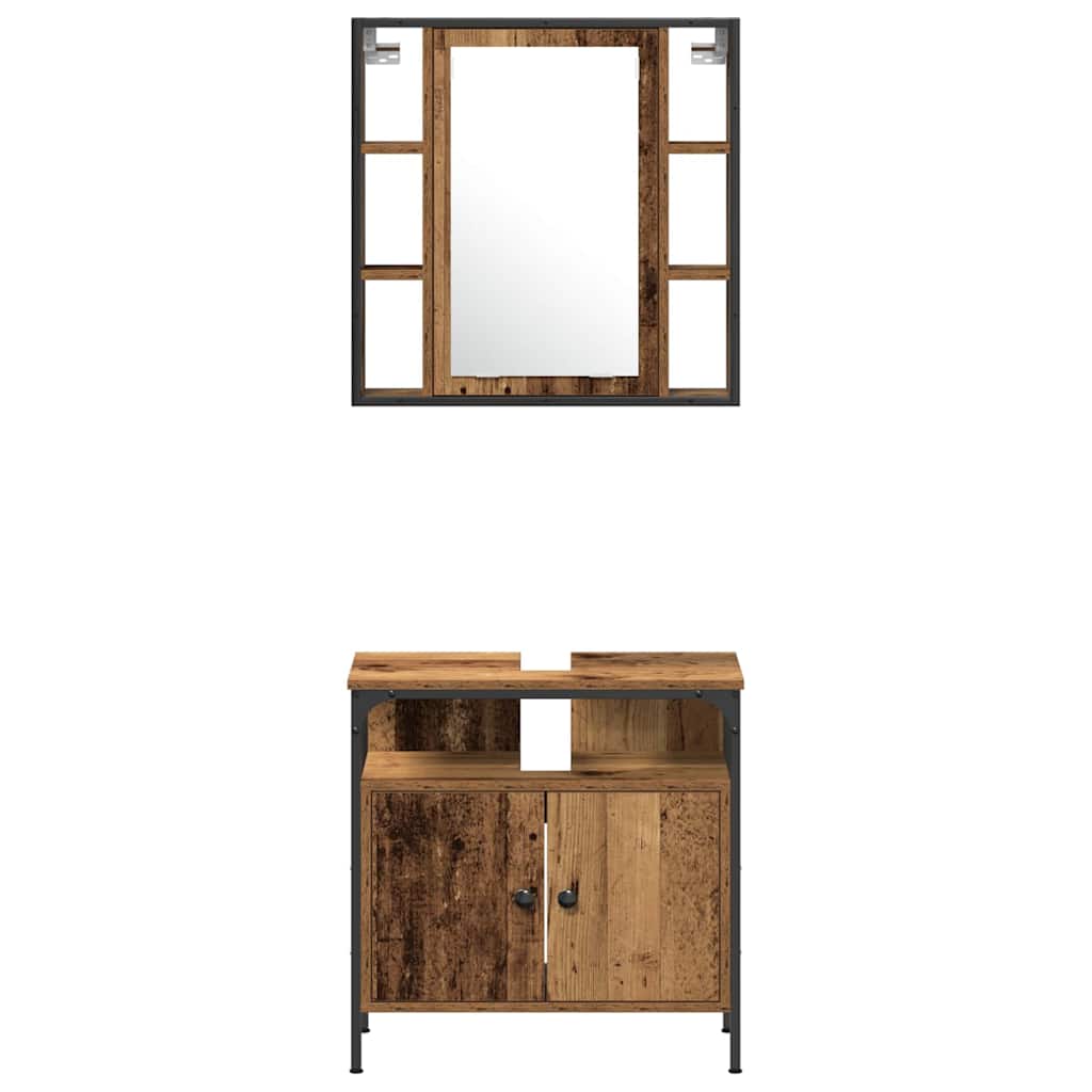 Set di mobili per il bagno 3 pcs Marrone Legno multistrato | homemem39