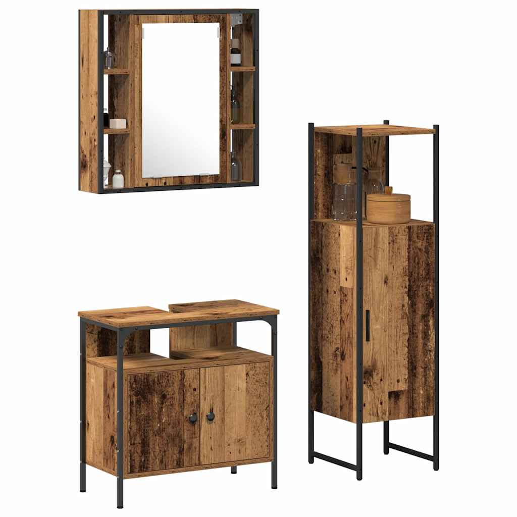 Set di mobili per il bagno 3 pcs Marrone Legno multistrato