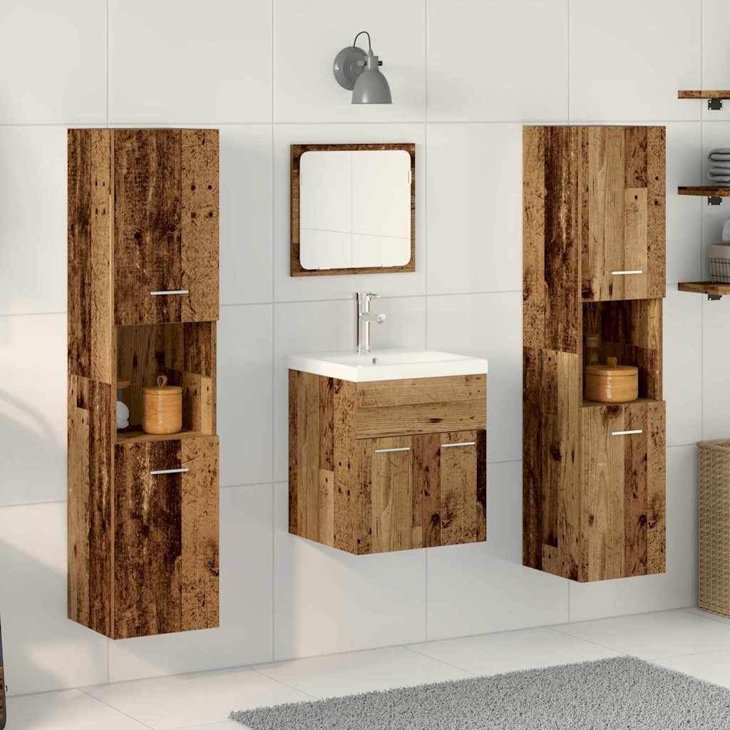 Set di mobili per il bagno con lo scaffale 4 pcs Legno vecchio