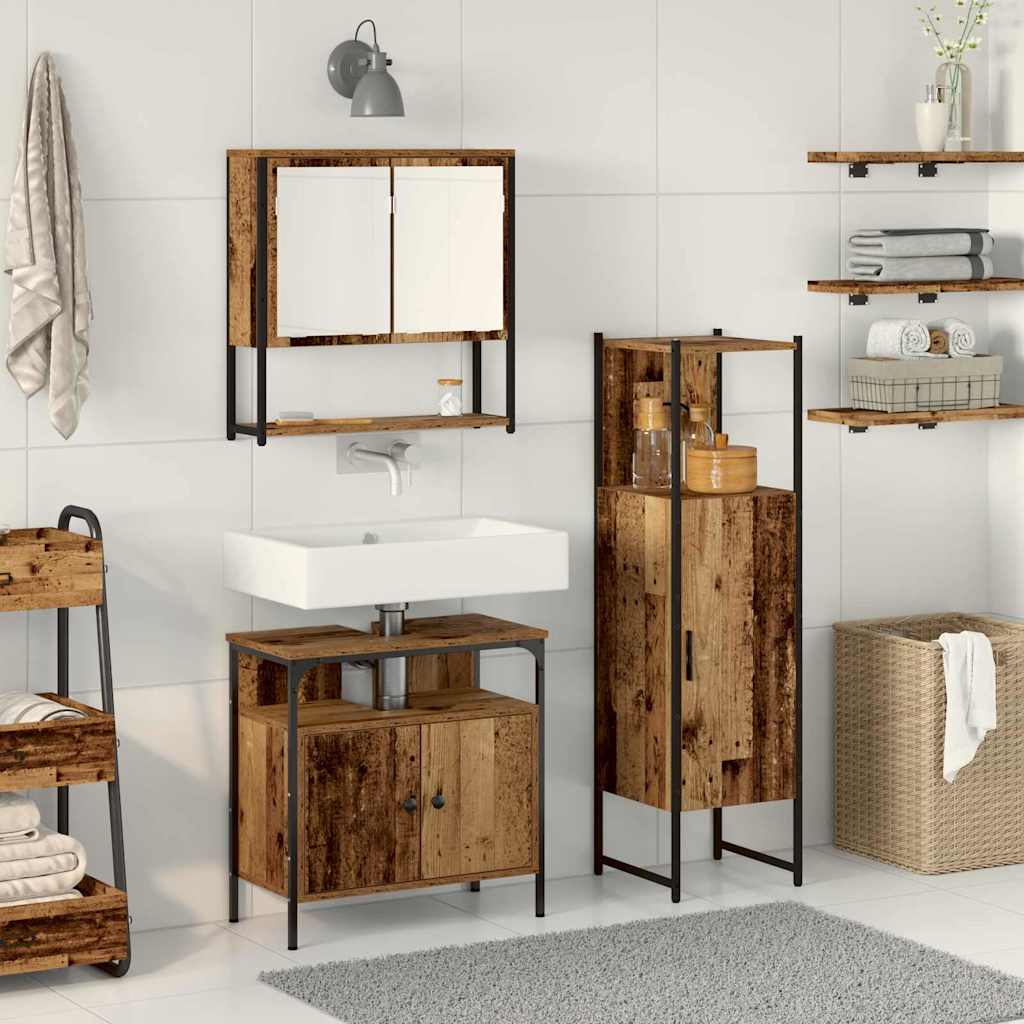 Set di mobili per il bagno 3 pcs Marrone Legno multistrato | homemem39