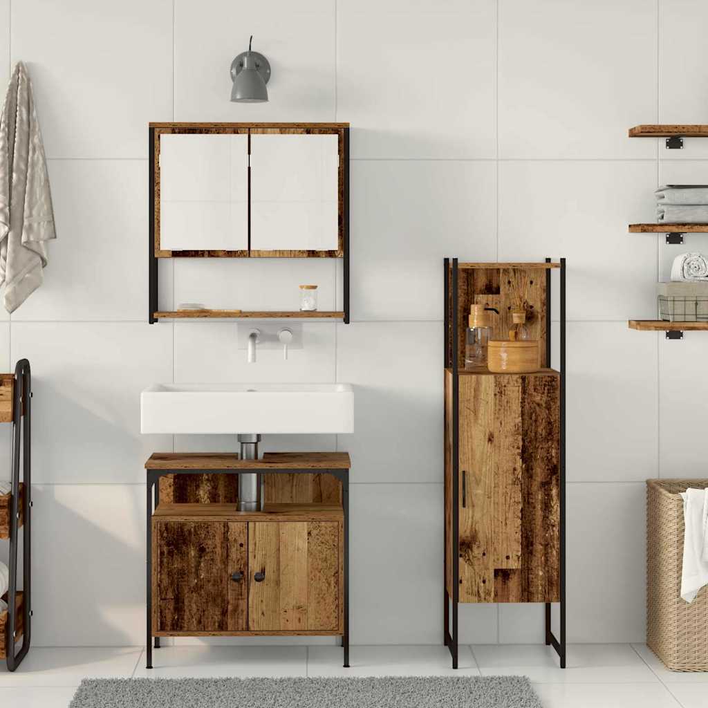 Set di mobili per il bagno 3 pcs Marrone Legno multistrato | homemem39