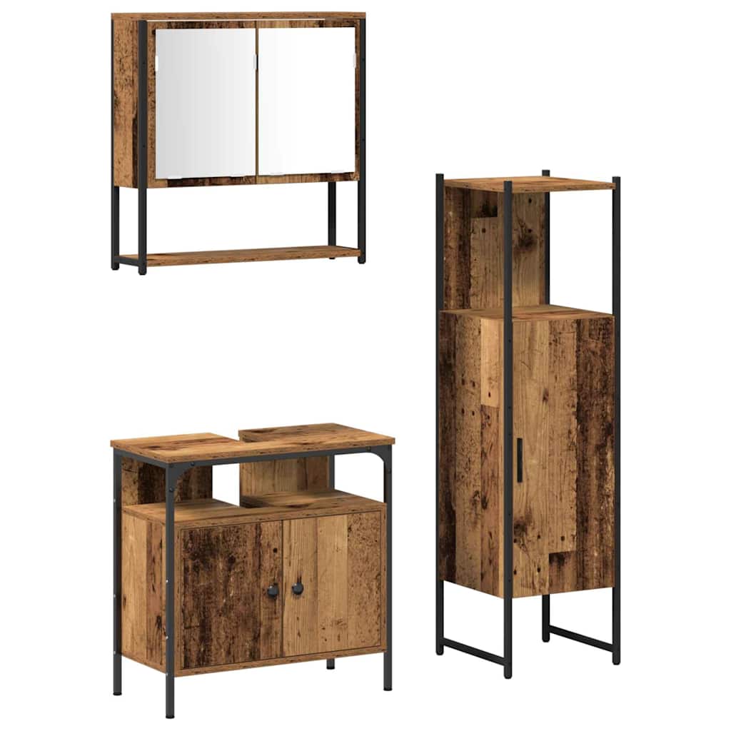 Set di mobili per il bagno 3 pcs Marrone Legno multistrato | homemem39