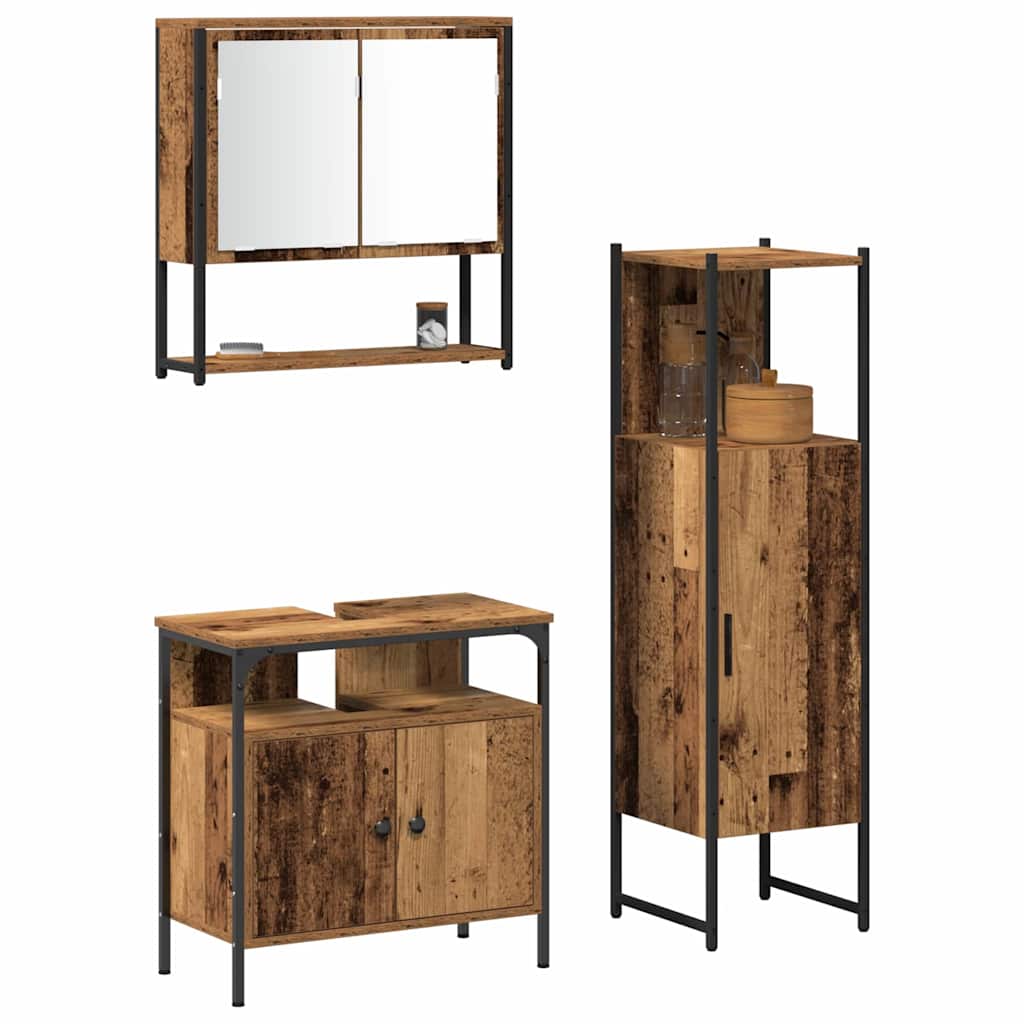 Set di mobili per il bagno 3 pcs Marrone Legno multistrato | homemem39