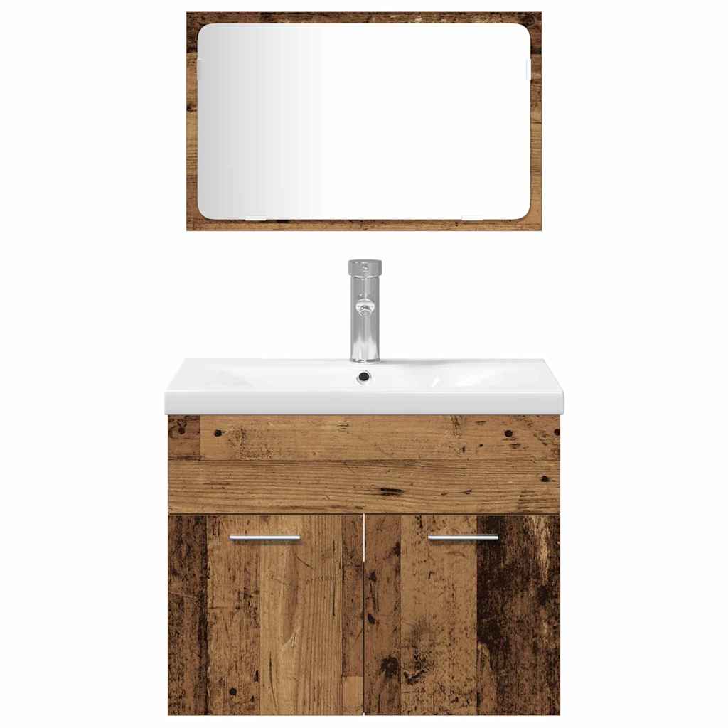 Set di mobili per il bagno con porta 4 pcs Legno vecchio | homemem39