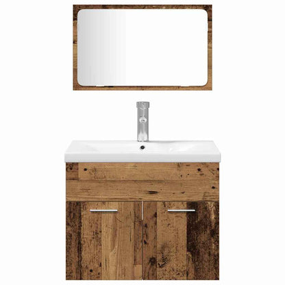 Set di mobili per il bagno con porta 4 pcs Legno vecchio | homemem39