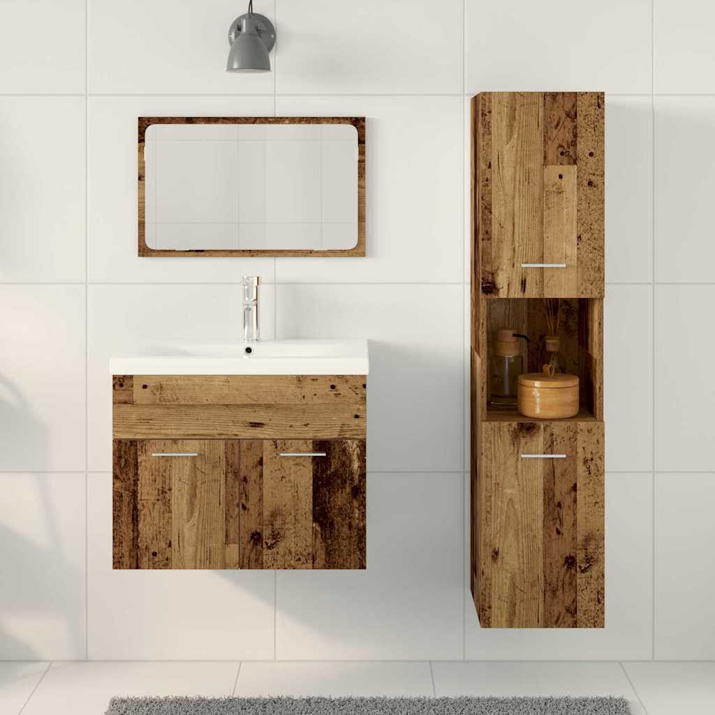 Set di mobili per il bagno 4 pcs Marrone Legno multistrato | homemem39