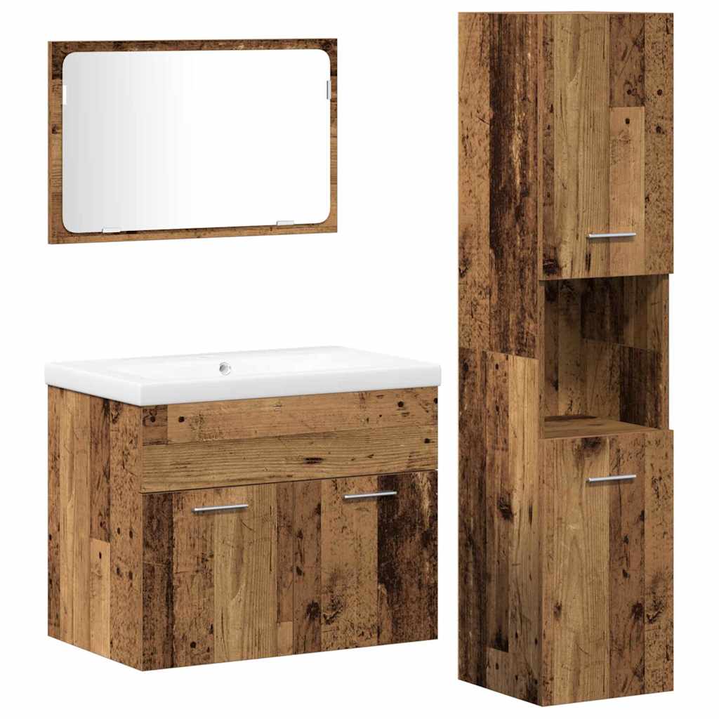 Set di mobili per il bagno 4 pcs Marrone Legno multistrato | homemem39