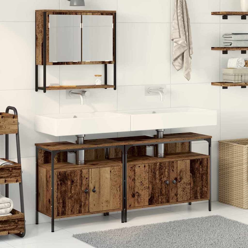Set di mobili per il bagno 3 pcs Marrone Legno multistrato | homemem39
