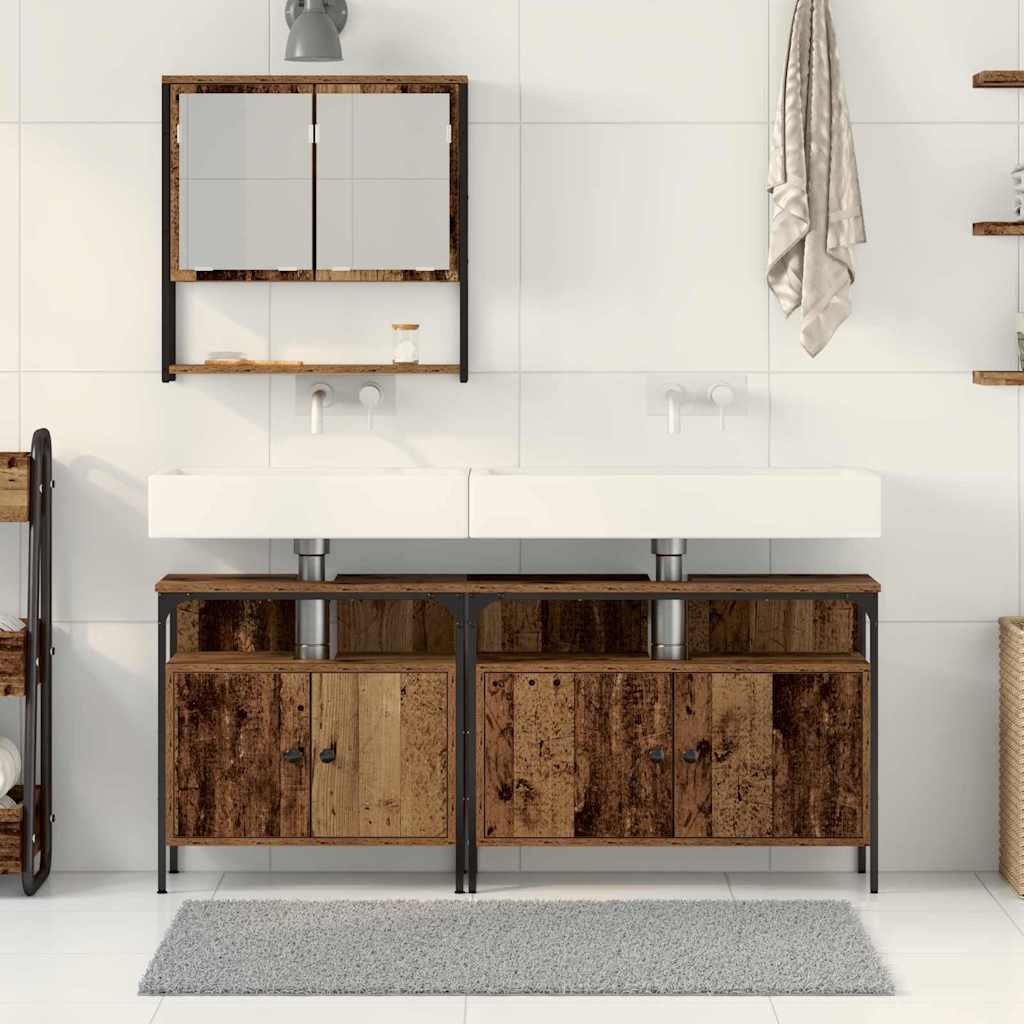 Set di mobili per il bagno 3 pcs Marrone Legno multistrato | homemem39