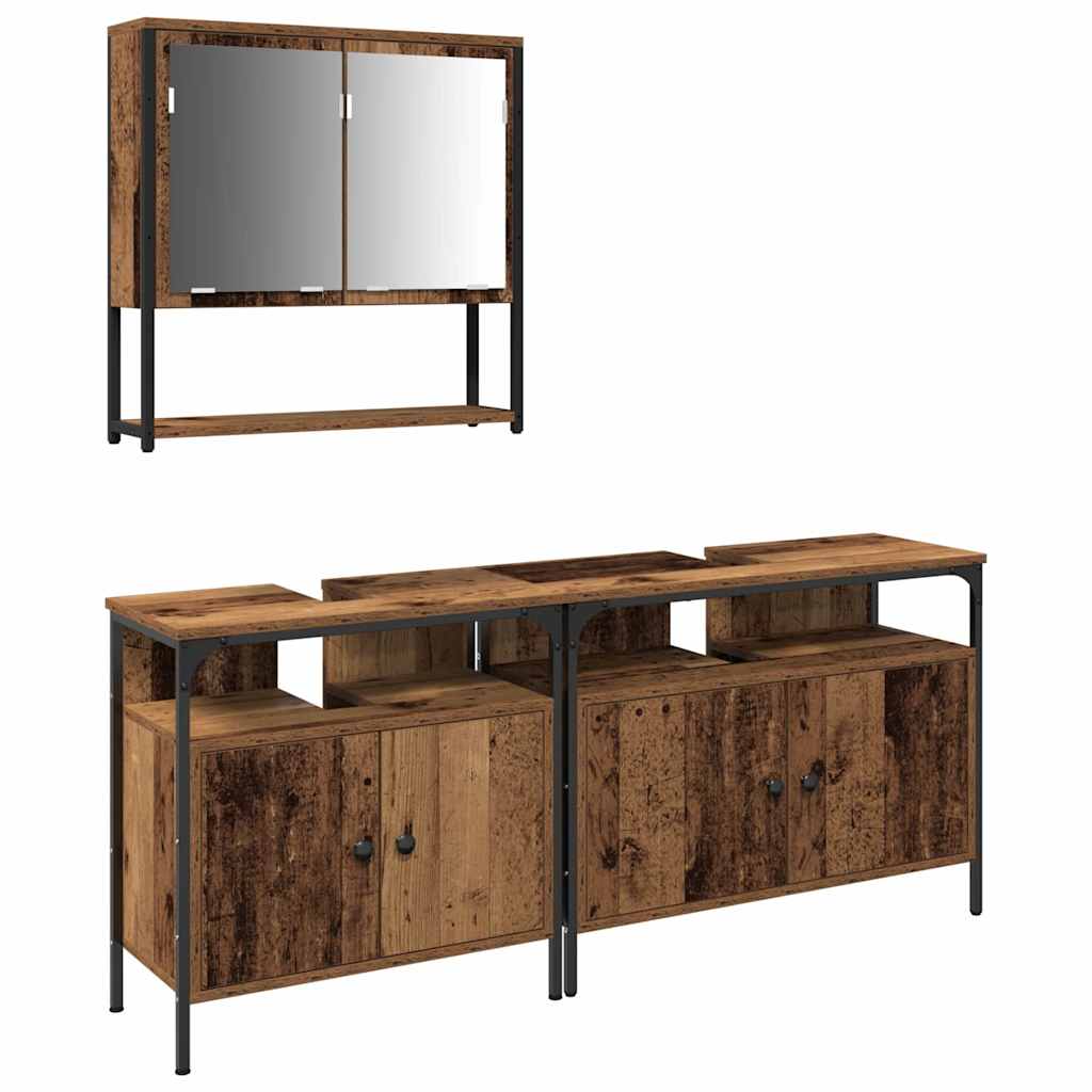Set di mobili per il bagno 3 pcs Marrone Legno multistrato | homemem39