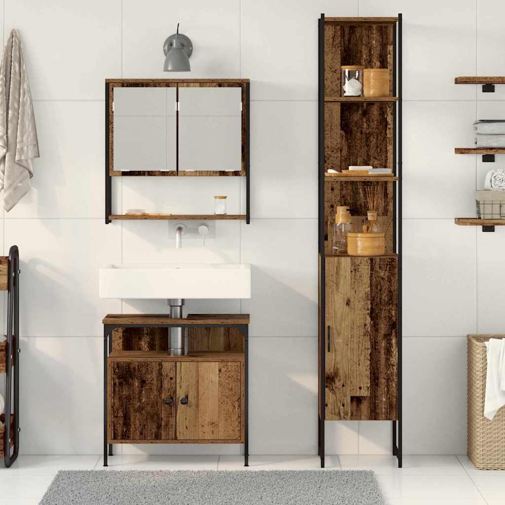 Set di mobili per il bagno con lo scaffale 3 pcs Legno vecchio | homemem39