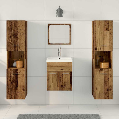 Set di mobili per il bagno con porta 4 pcs Legno vecchio | homemem39