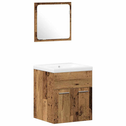 Set di mobili per il bagno con porta 4 pcs Legno vecchio