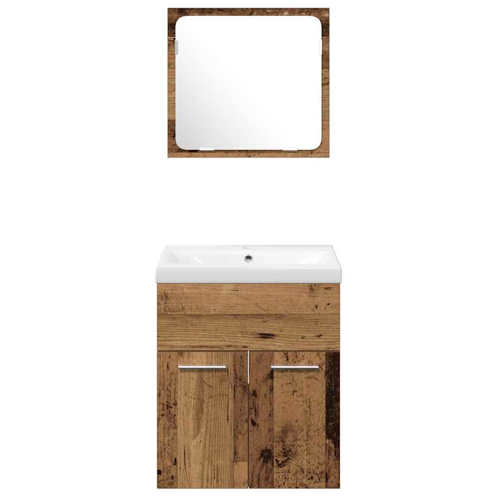 Set di mobili per il bagno con porta 4 pcs Legno vecchio