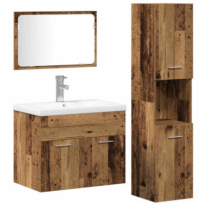 Set di mobili per il bagno 4 pcs Marrone Legno multistrato