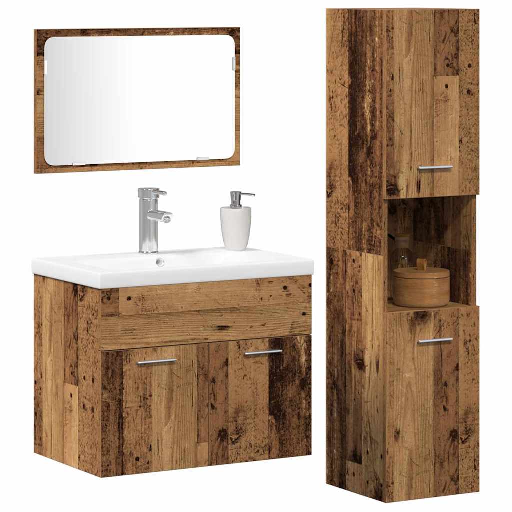 Set di mobili per il bagno 4 pcs Marrone Legno multistrato