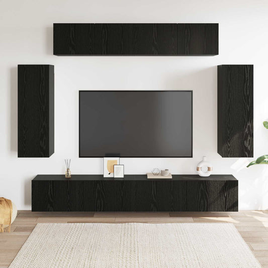 Set mobile TV 6 pcs Rovere Nero 100 x 30 x 30 cm