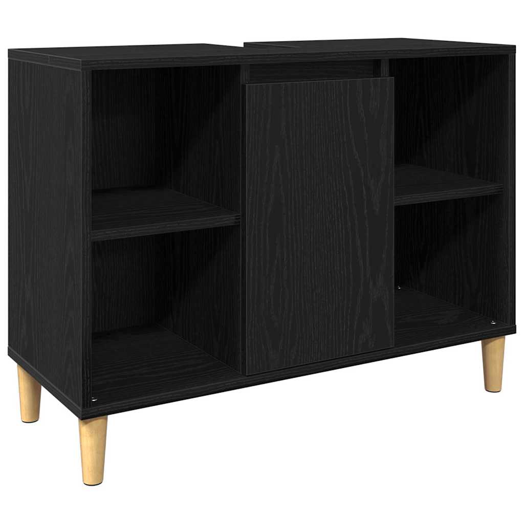 Set di mobili per il bagno 3 pcs Nero Legno multistrato | homemem39