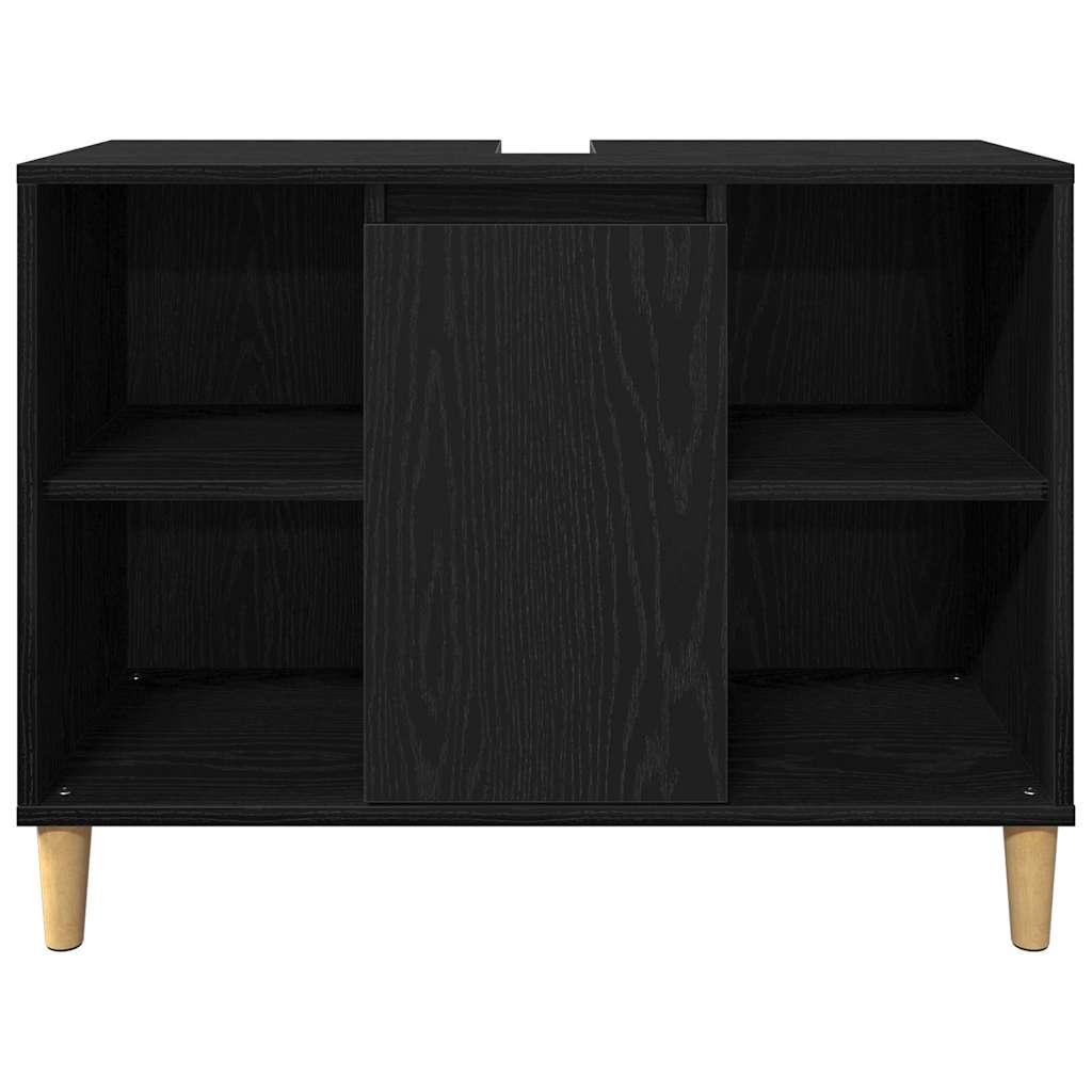 Set di mobili per il bagno 3 pcs Nero Legno multistrato | homemem39