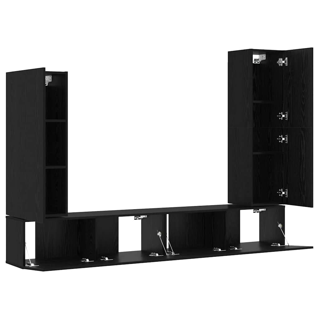 Set mobile TV 4 pcs Rovere Nero Legno multistrato