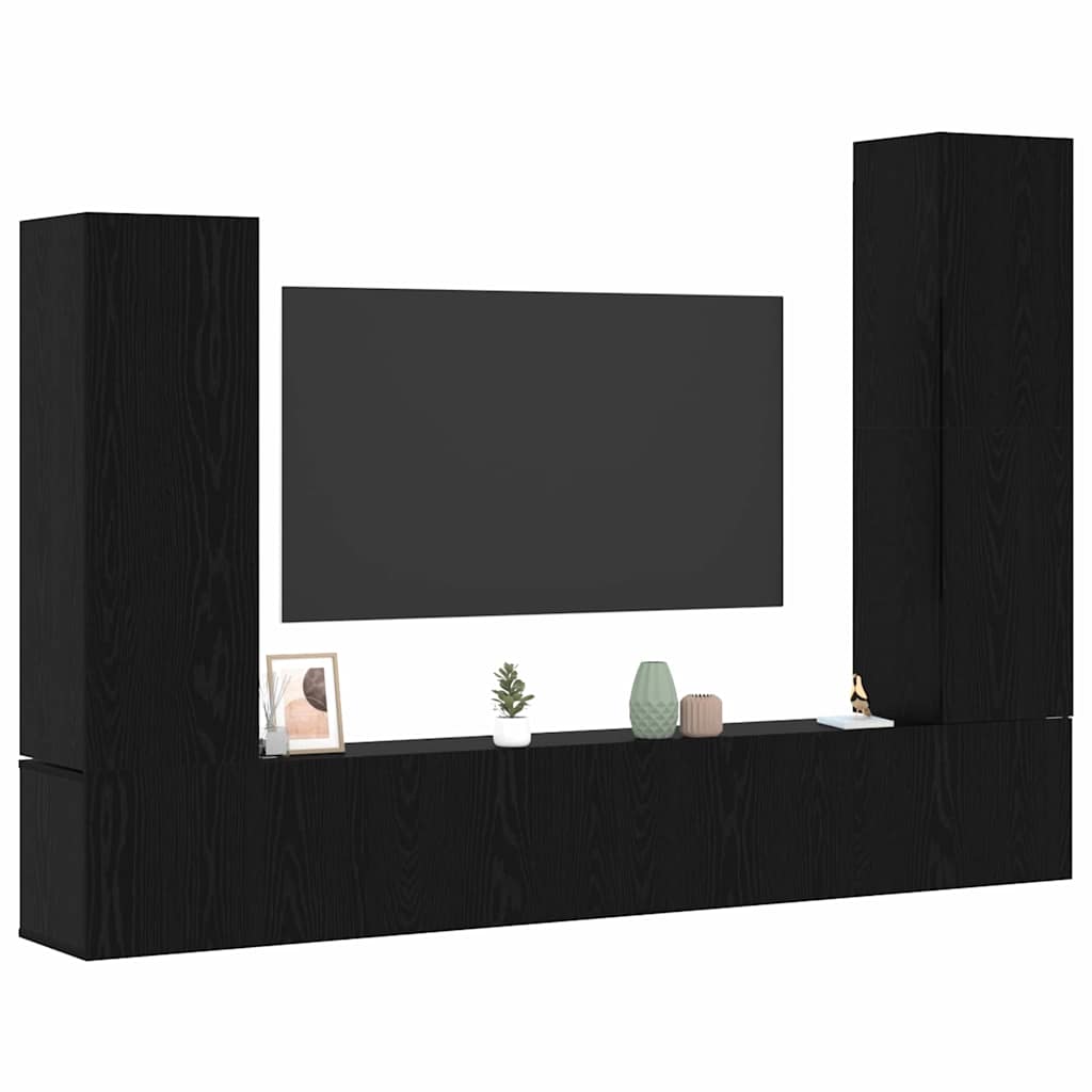Set mobile TV 4 pcs Rovere Nero Legno multistrato