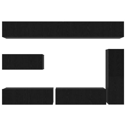 Set mobile TV 7 pcs Rovere Nero Legno multistrato