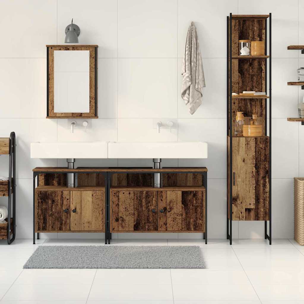 Set di mobili per il bagno con lo scaffale 4 pcs Legno vecchio | homemem39