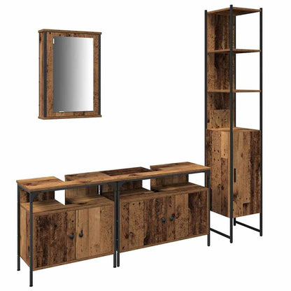 Set di mobili per il bagno con lo scaffale 4 pcs Legno vecchio | homemem39