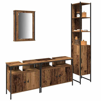 Set di mobili per il bagno con lo scaffale 4 pcs Legno vecchio | homemem39