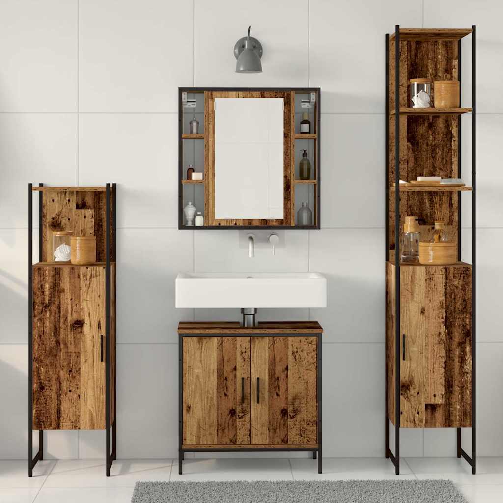 Set di mobili per il bagno 4 pcs Marrone 33 x 33 x 185.5 cm | homemem39