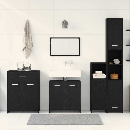 Set di mobili per il bagno 4 pz Rovere Nero 30 x 30 x 183,5 cm