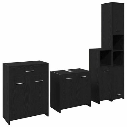 Set di mobili per il bagno 4 pz Rovere Nero 30 x 30 x 183,5 cm