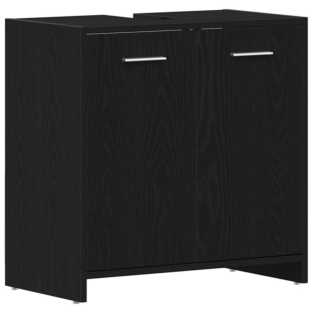 Set di mobili per il bagno 4 pz Rovere Nero 30 x 30 x 183,5 cm