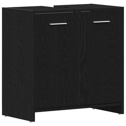 Set di mobili per il bagno 4 pz Rovere Nero 30 x 30 x 183,5 cm