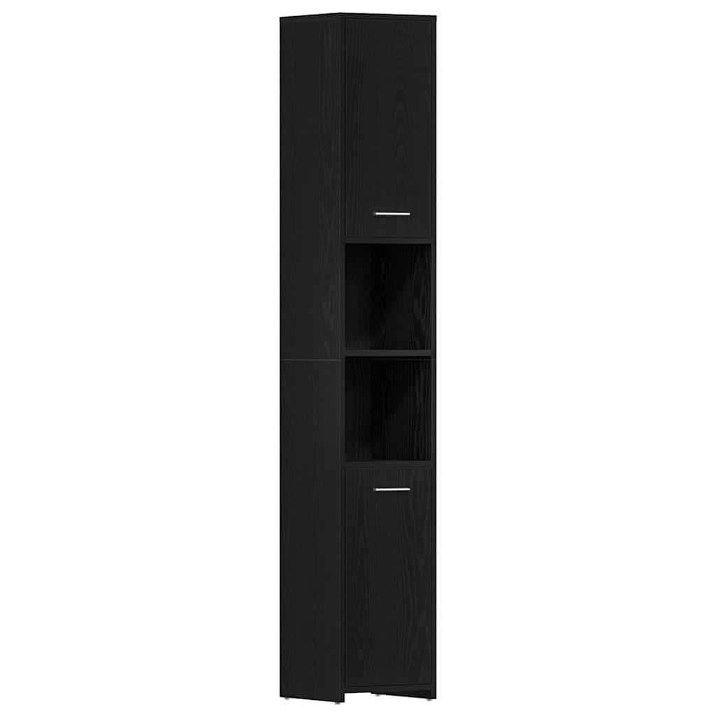 Set di mobili per il bagno 4 pz Rovere Nero 30 x 30 x 183,5 cm