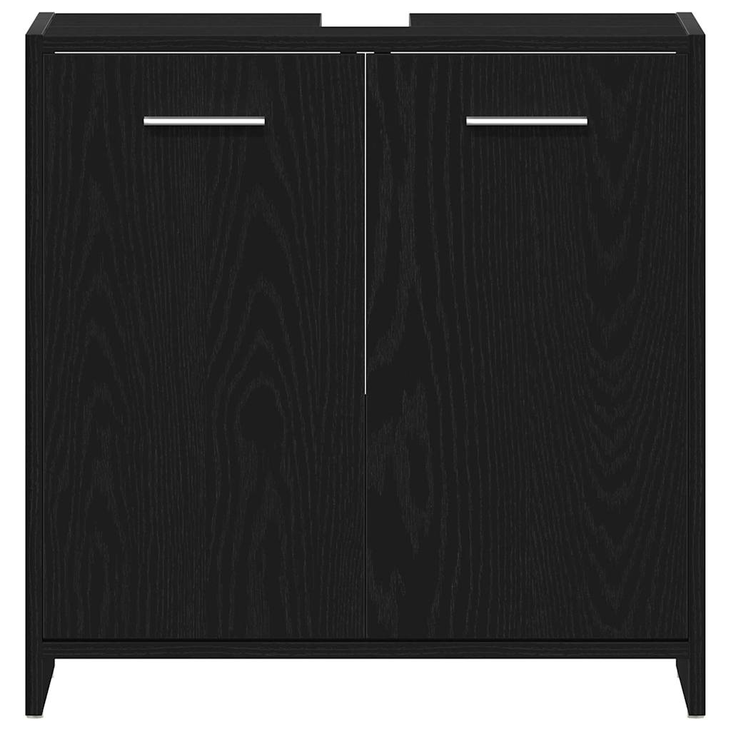 Set di mobili per il bagno 4 pz Rovere Nero 30 x 30 x 183,5 cm