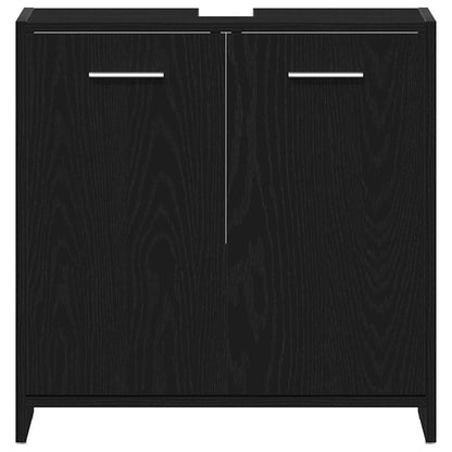 Set di mobili per il bagno 4 pz Rovere Nero 30 x 30 x 183,5 cm