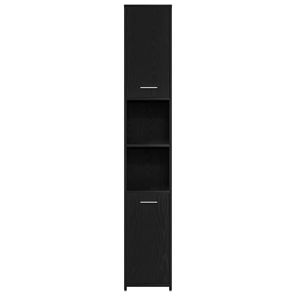 Set di mobili per il bagno 4 pz Rovere Nero 30 x 30 x 183,5 cm