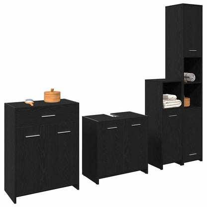 Set di mobili per il bagno 4 pz Rovere Nero 30 x 30 x 183,5 cm