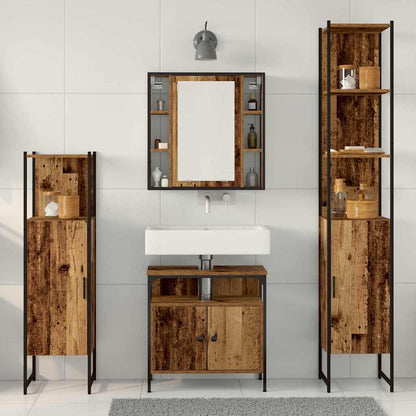 Set di mobili per il bagno con lo scaffale 4 pcs Legno vecchio | homemem39