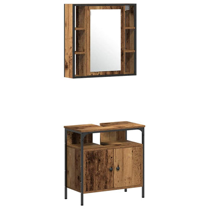 Set di mobili per il bagno con lo scaffale 4 pcs Legno vecchio | homemem39
