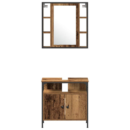 Set di mobili per il bagno con lo scaffale 4 pcs Legno vecchio | homemem39