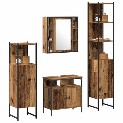 Set di mobili per il bagno con lo scaffale 4 pcs Legno vecchio | homemem39