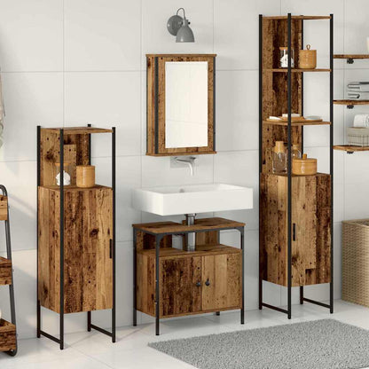 Set di mobili per il bagno con lo scaffale 4 pcs Legno vecchio
